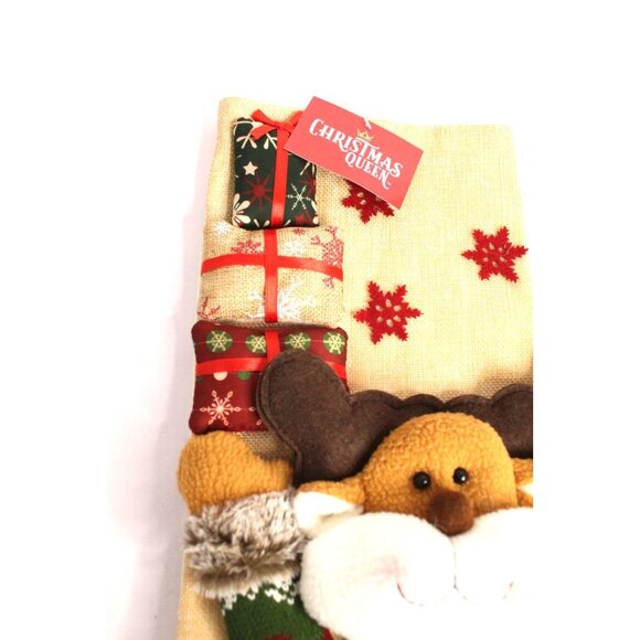 Christmas Queen Reindeer 3D Stocking 18 inches Red Beige Holiday Decor NWT - Picture 8 of 8